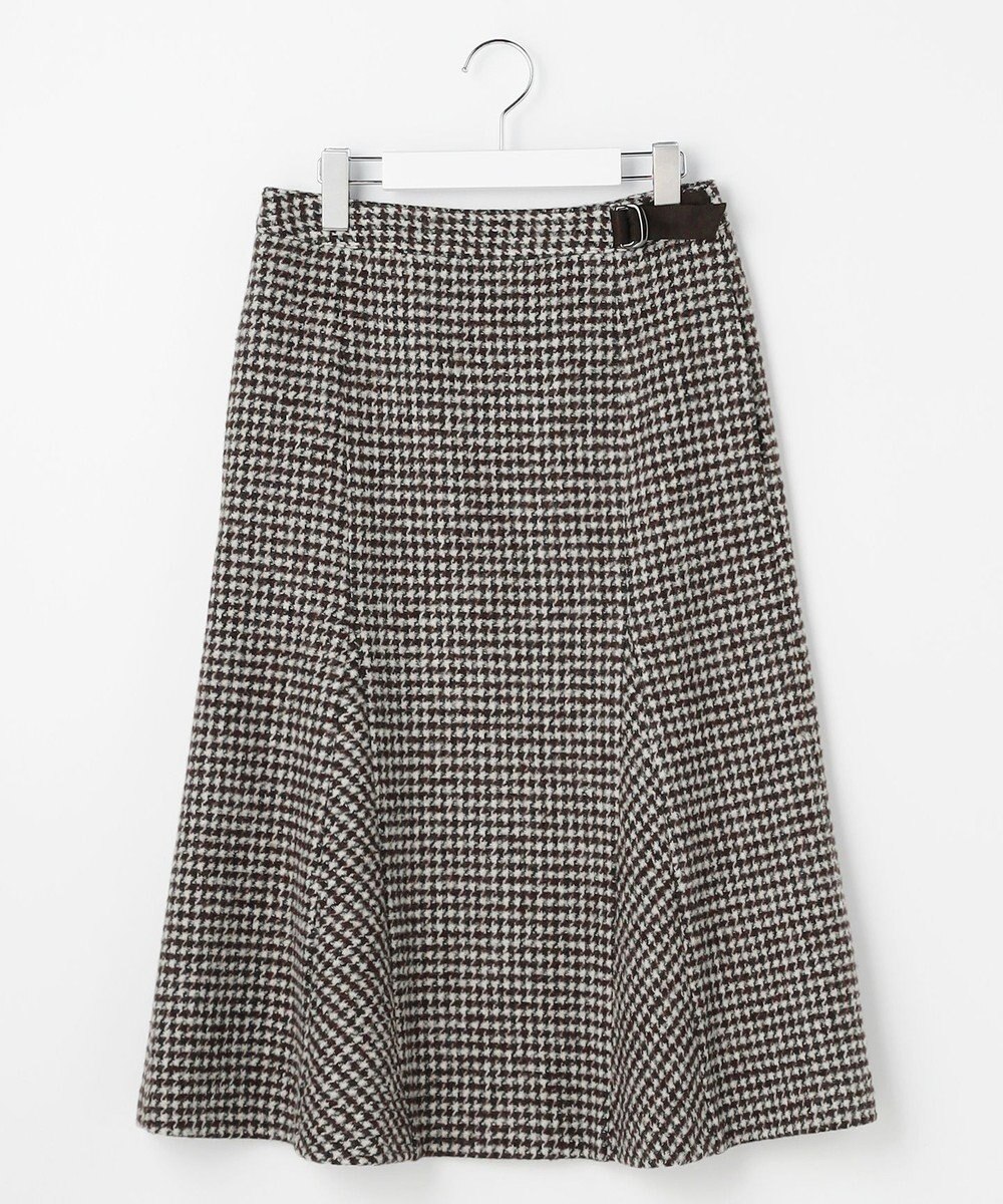 J.PRESS LADIES ウールシルク ハウンドトゥース フレア スカート 