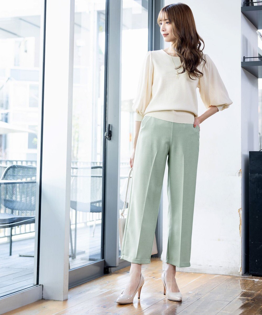 Tiaclasse 【日本製・洗える】麻調ワイドパンツ 