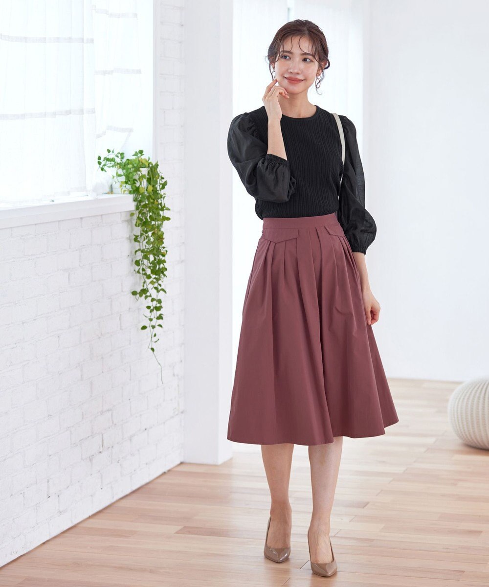 Tiaclasse 【洗える】袖ドッキングリブニットトップス 