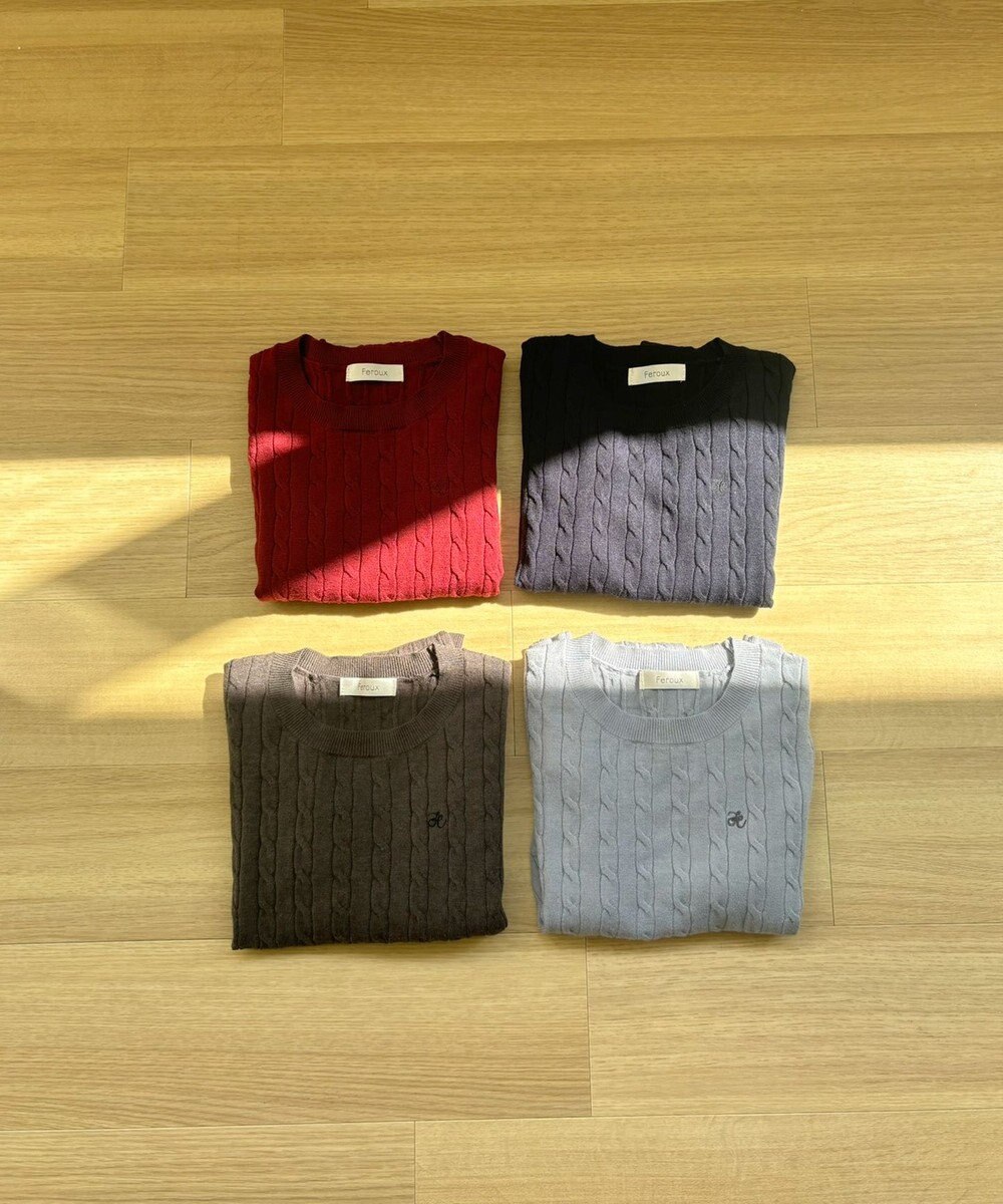 Feroux 【洗える】ケーブル ニット 