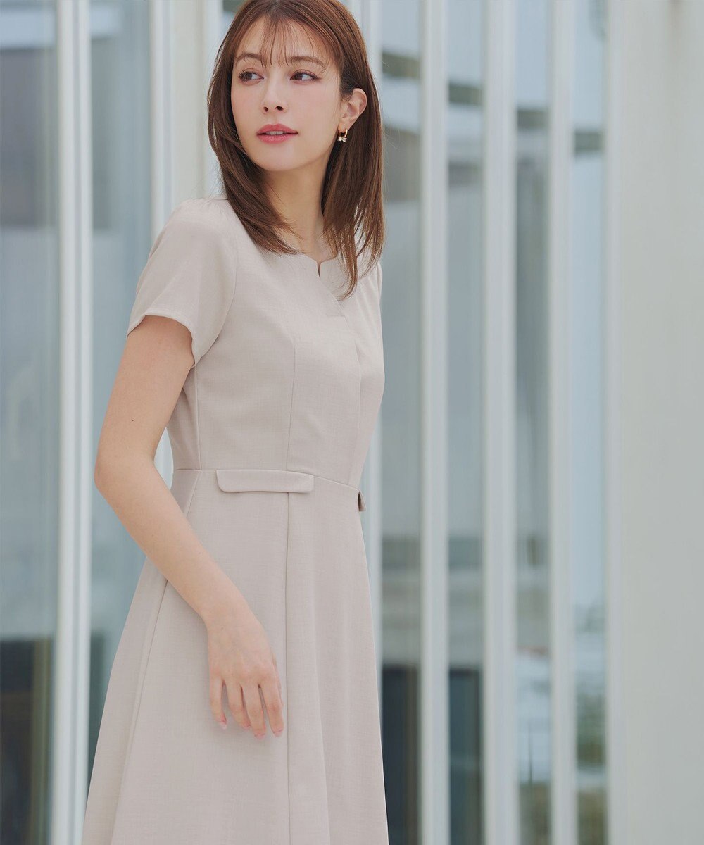 Tiaclasse 【小倉優子さん着用・洗える】フラップ付きミディアム丈フレアワンピース 