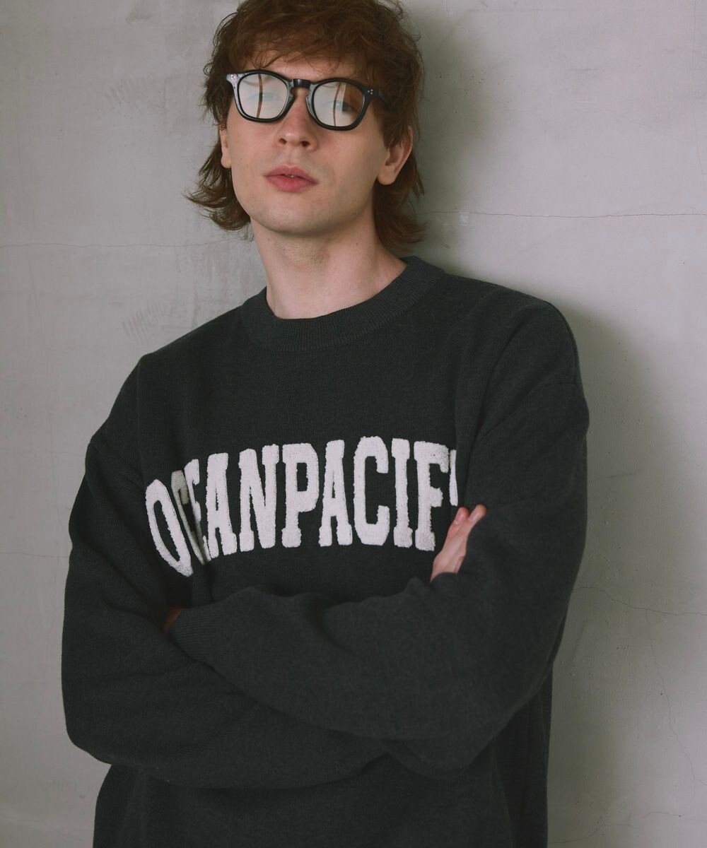 OP／FILA 【ocean pacific】サガラ刺しゅうロゴクルーニット/メンズ 