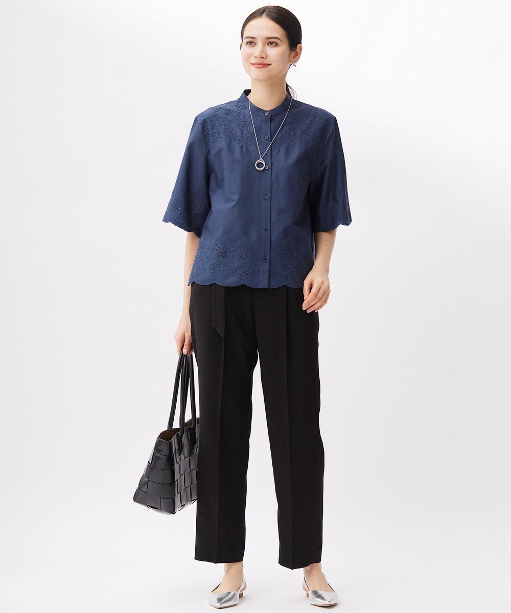 自由区 【カタログ掲載・接触冷感・洗える】エンブロイダリーローンシャツ ブラウス 