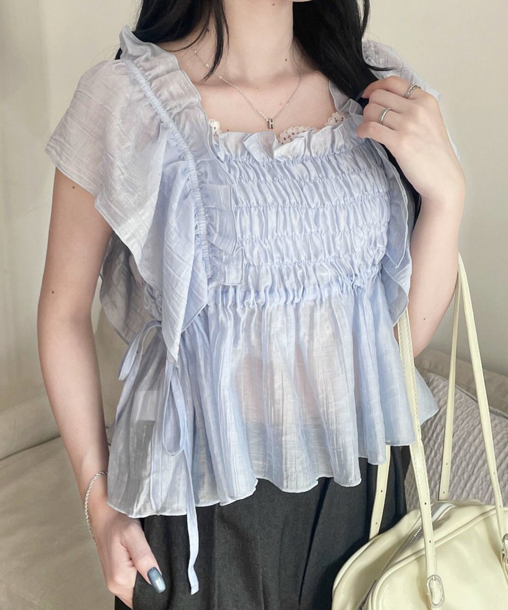 WEGO シャーリングシアーブラウス 