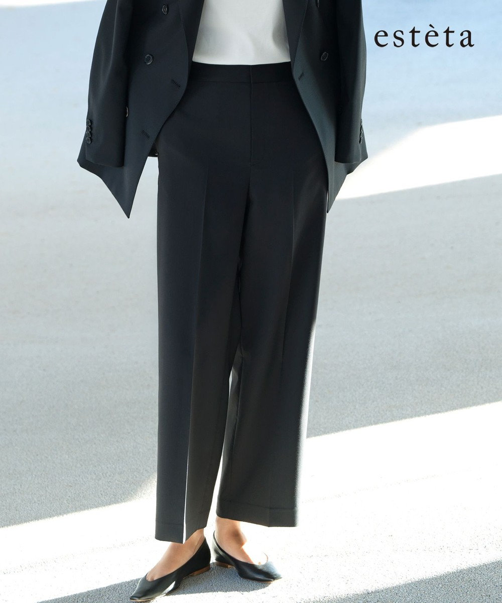 23区 【エステータ】ライトダブルクロス ワイドパンツ 