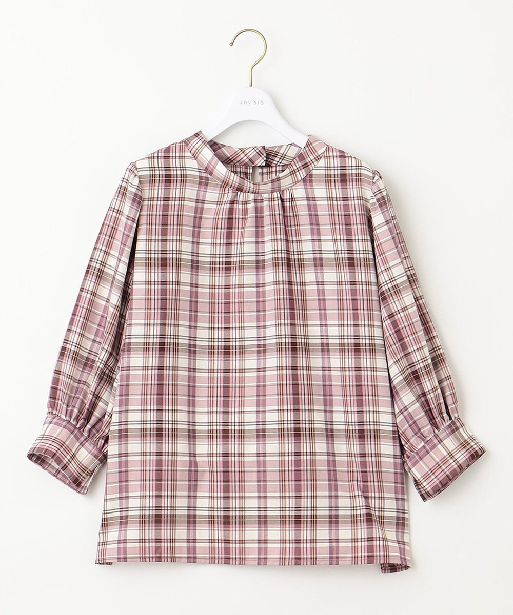 ANY SIS S 【洗える】ソフトチェック ブラウス 