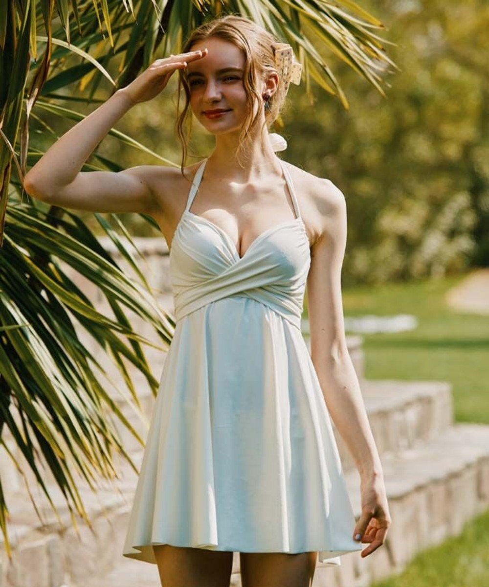 San-ai Resort（三愛水着楽園） ワコール定番商品カップ使用、GHIカップの大きなお胸に対応【グラマラスフィット】クロスワイヤーAライン水着　11EF-ML・13GHI-L LL 