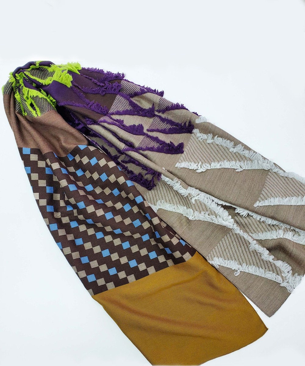 POLS ウールカットジャカードストール 