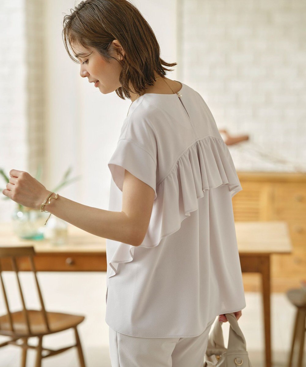 組曲 S 【接触冷感・UVケア】ライトアムンゼンジャージー フリルブラウス 