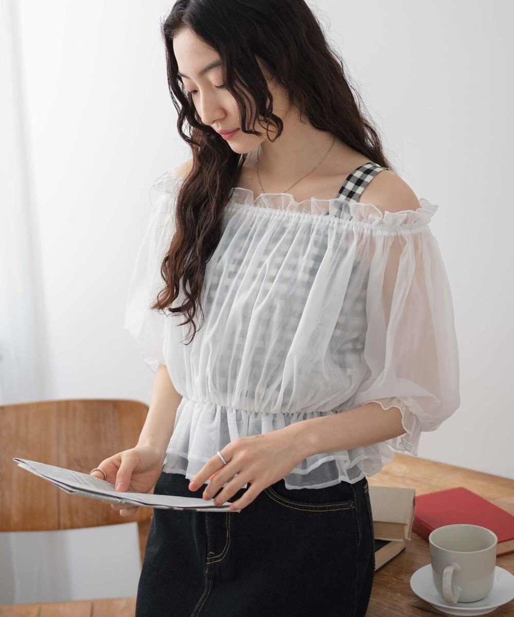 WEGO 【２点セット】キャミSETオーガンジーオフショルブラウス 