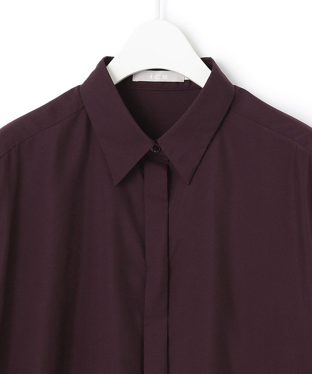ICB 【洗える】トリアセコットンシアー ロングシャツ 