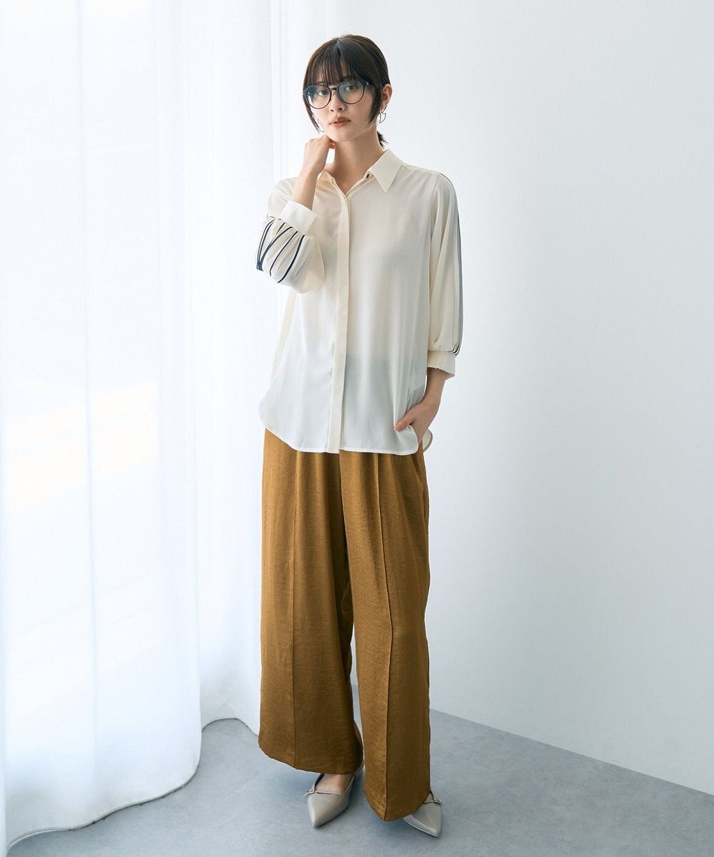 YECCA VECCA ラインプリーツスリーブシャツ 