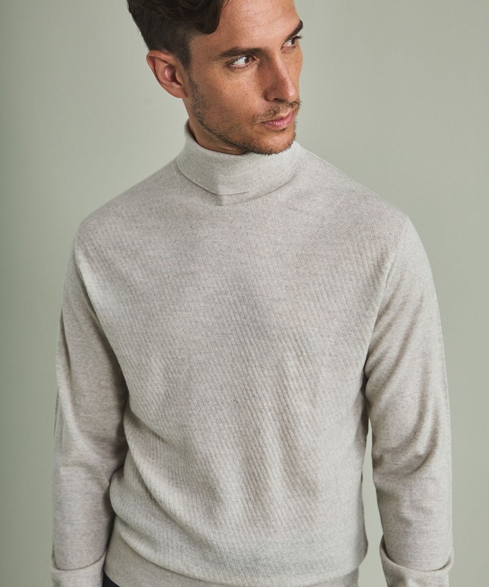 GOTAIRIKU 【家庭洗濯可能】イタリア糸 ハイゲージ タートルニット_リンクス柄 