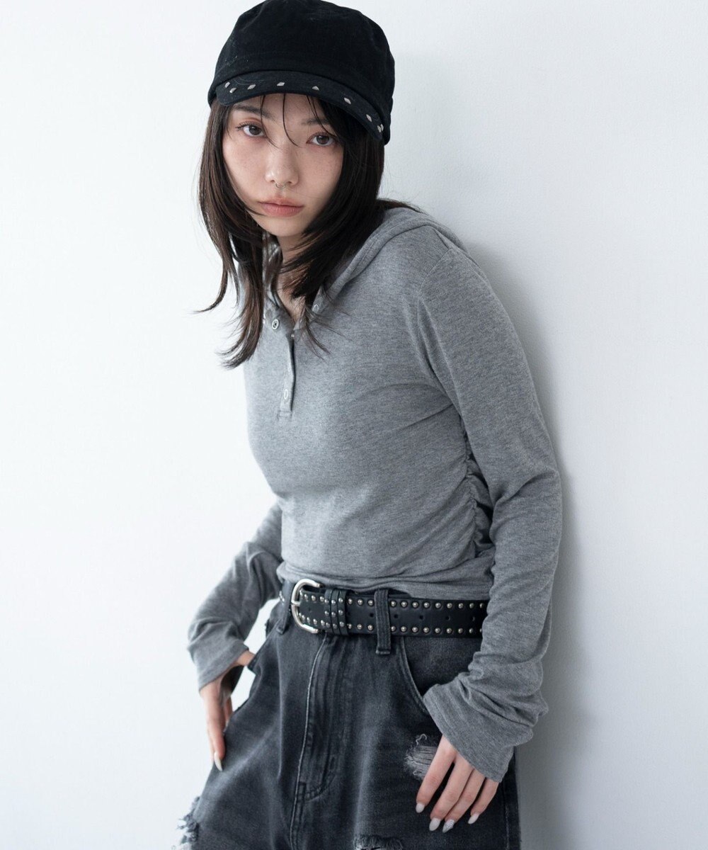 WEGO ヘンリーネックフードロンT 