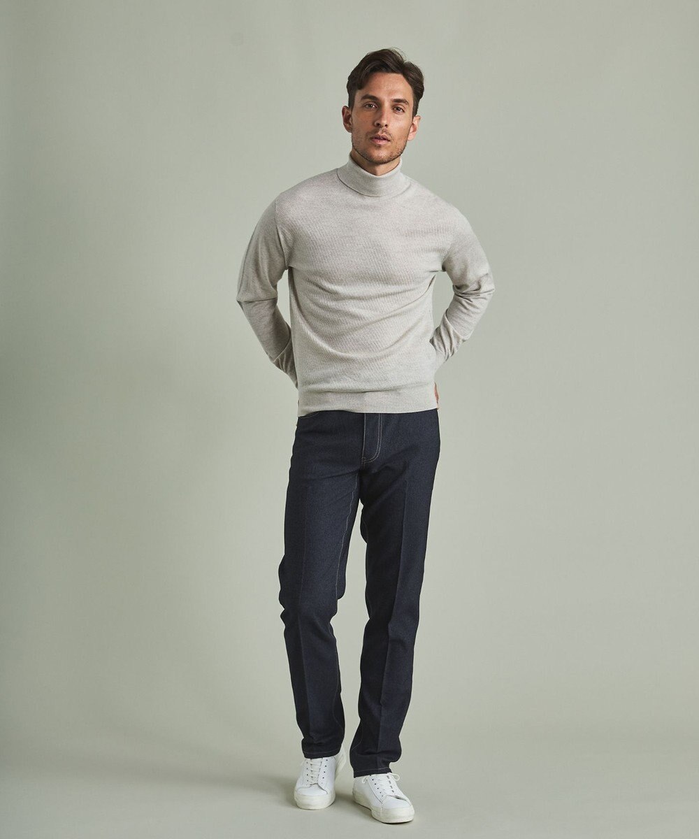 GOTAIRIKU 【家庭洗濯可能】イタリア糸 ハイゲージ タートルニット_リンクス柄 