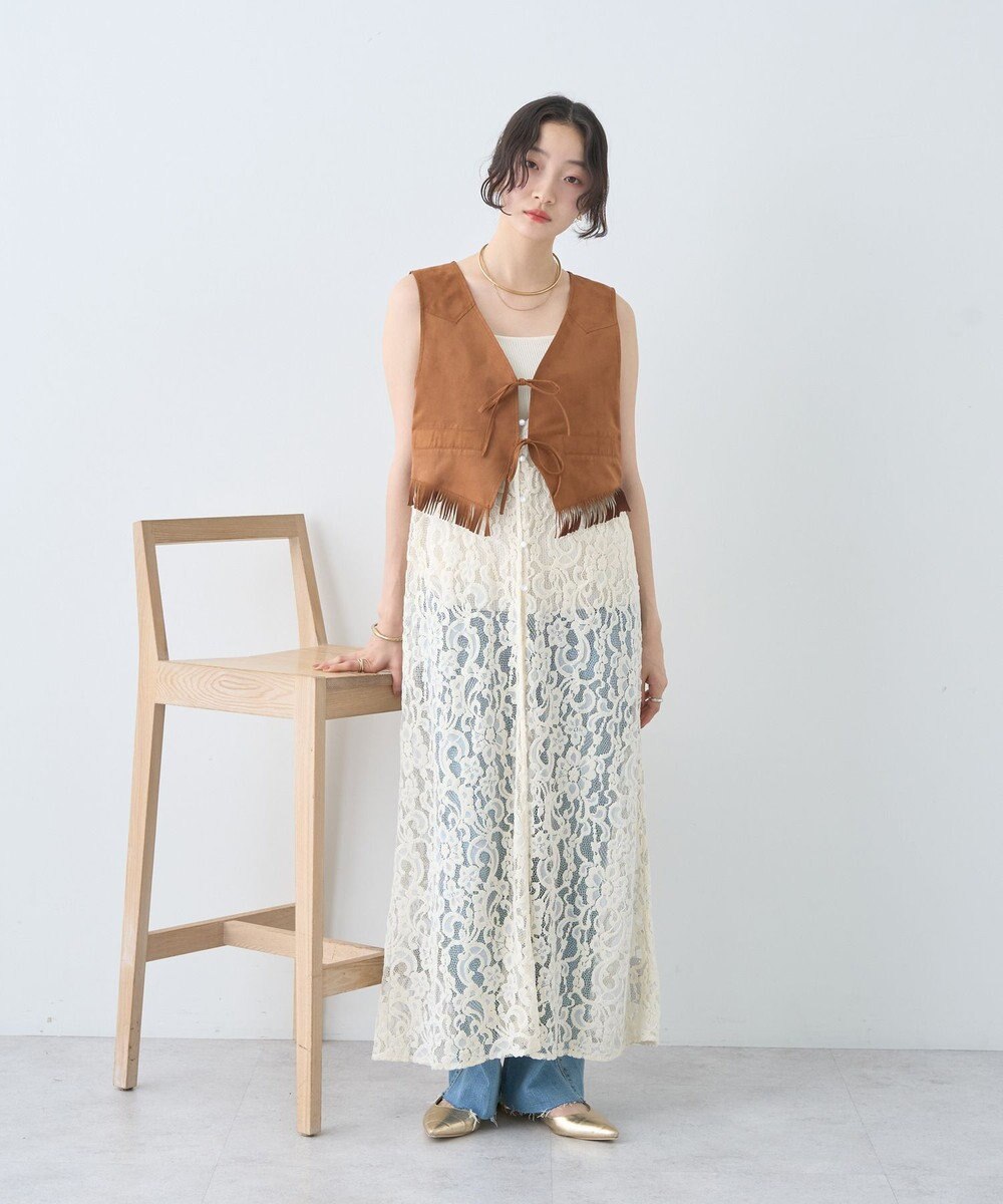 earth music&ecology 起毛レースレイヤードキャミワンピース 