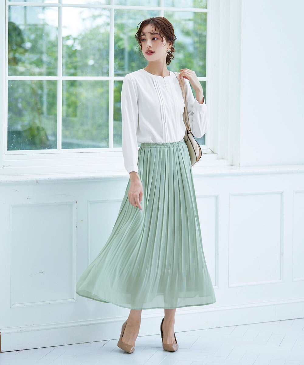 Tiaclasse L 【洗える/ウエストゴム】 ジョーゼットプリーツスカート 