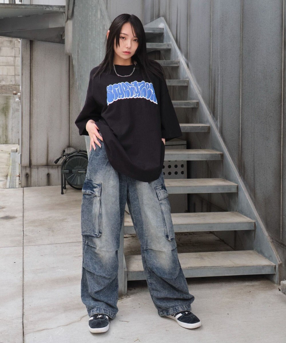 WEGO 【ユニセックス着用ITEM】デニムイージーカーゴパンツ 