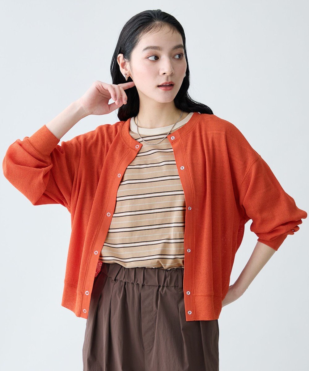 ANY シアーワッフルカーディガン 