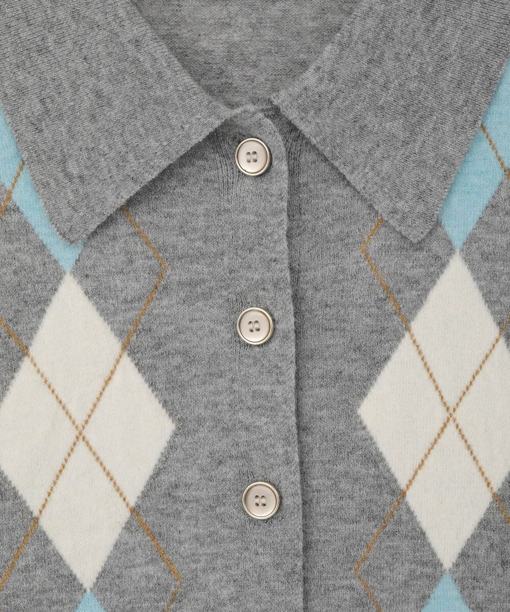 earth music&ecology 【予約】襟付きアーガイルニットカーディガン 