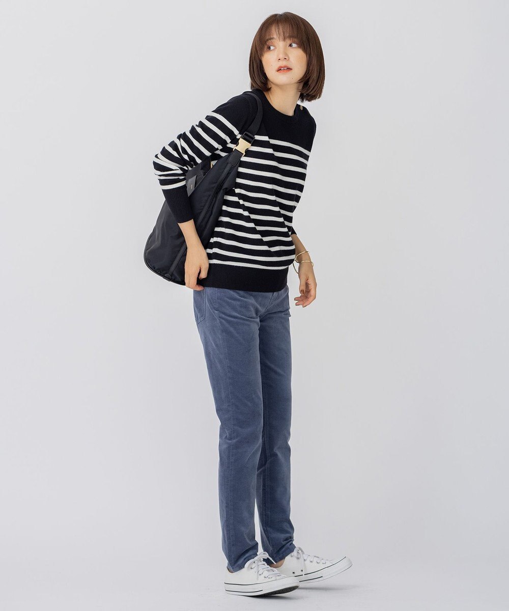 23区 L 【CLASSY.12月号掲載】セミウーステッドウール 肩ボタン ボーダー ニット 