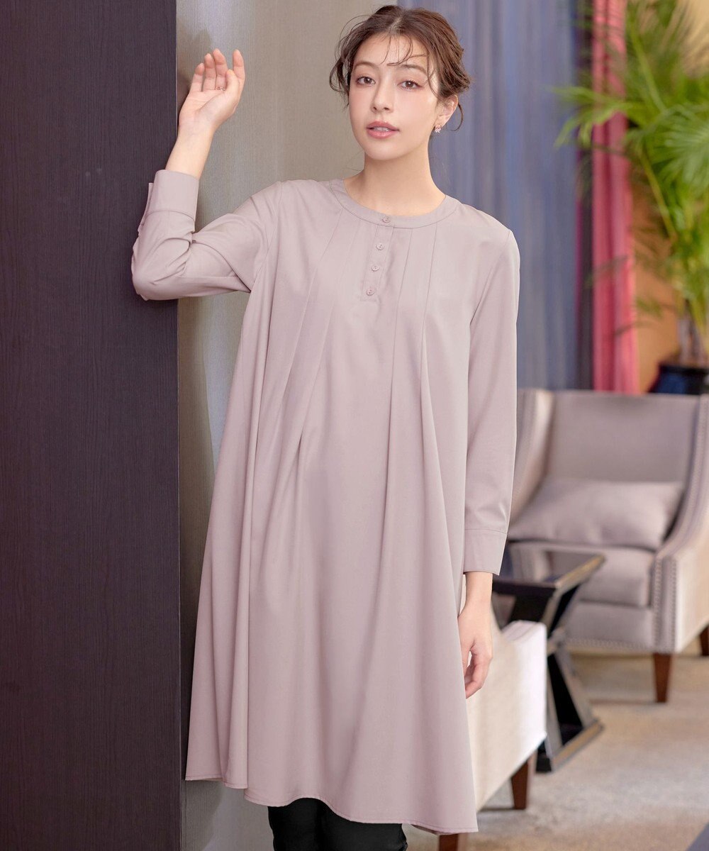 Tiaclasse 【洗える】ランダムタックチュニックワンピ―ス 