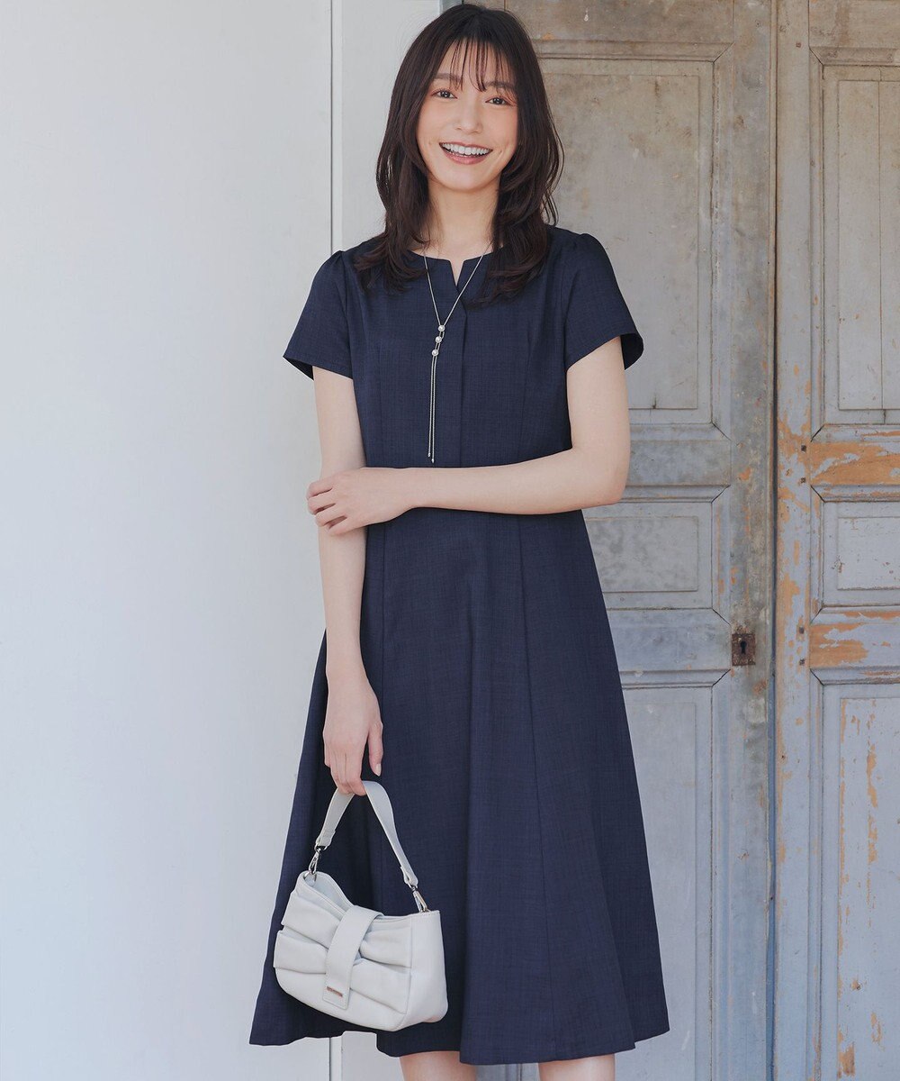 Tiaclasse 【小倉優子さん着用・洗える】フラップ付きミディアム丈フレアワンピース 