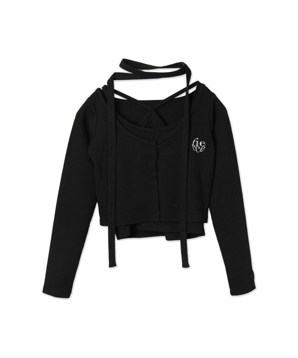 WEGO 【2点SET】ワンポイント刺繍キャミセットカーデ 