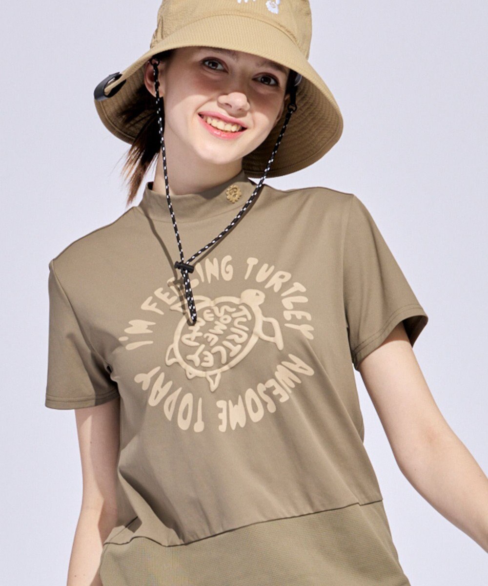 PW CIRCULUS 【WOMEN】SEA TURTLE メッシュコンビモックネックT ゴルフウェア レディース 