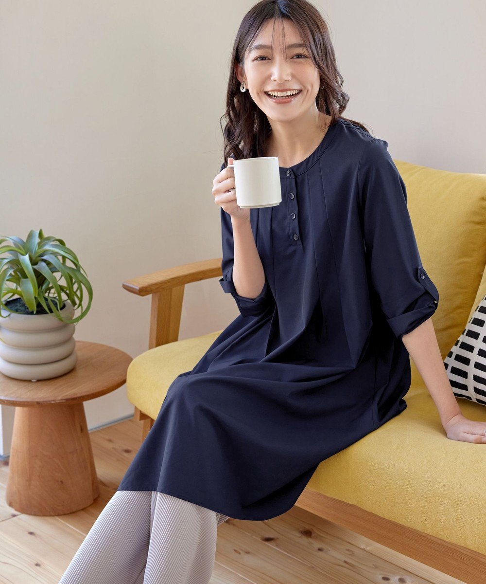 Tiaclasse 【洗える】ランダムタックチュニックワンピ―ス 