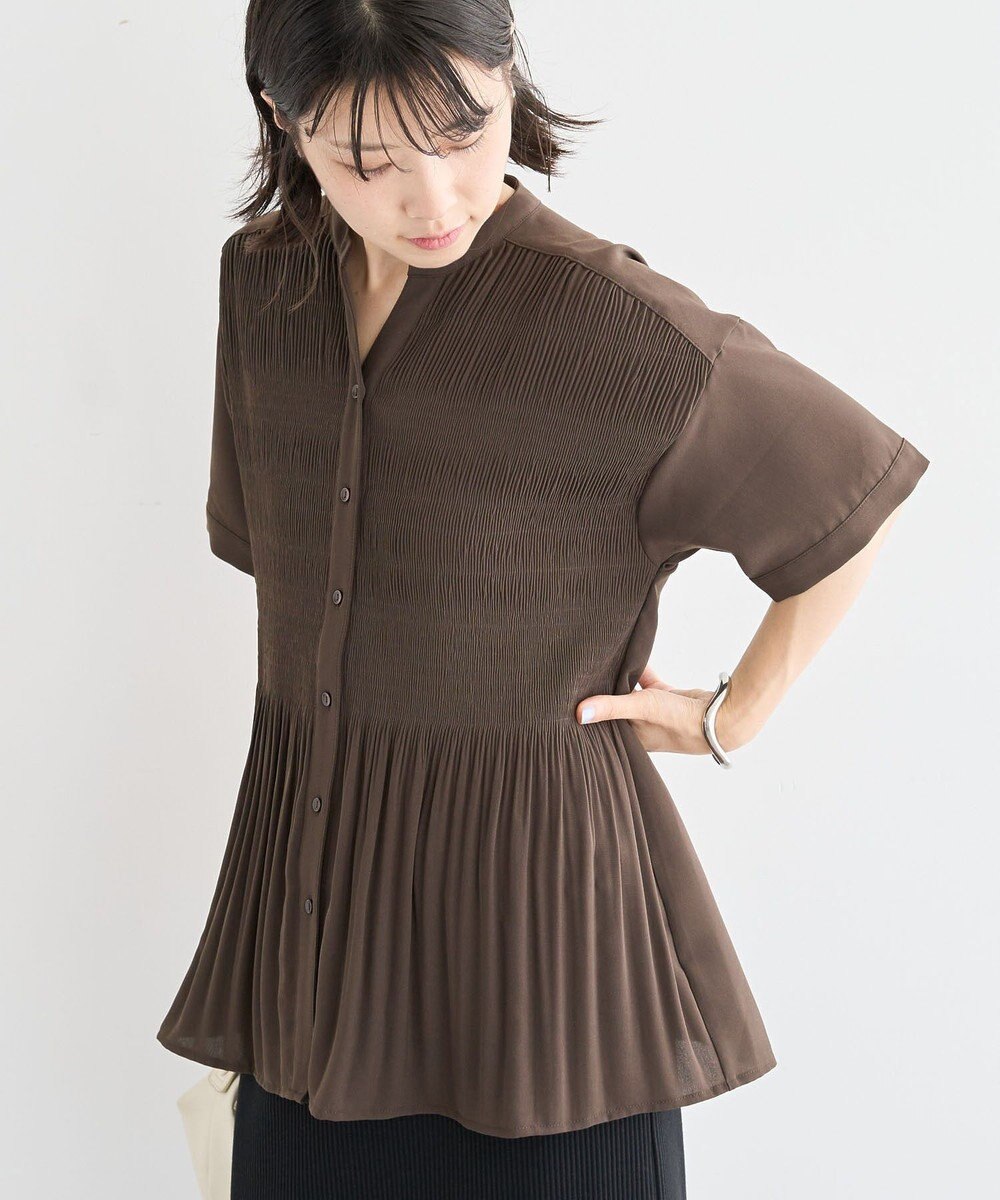 Green Parks マジョリカプリーツスキッパーブラウス 