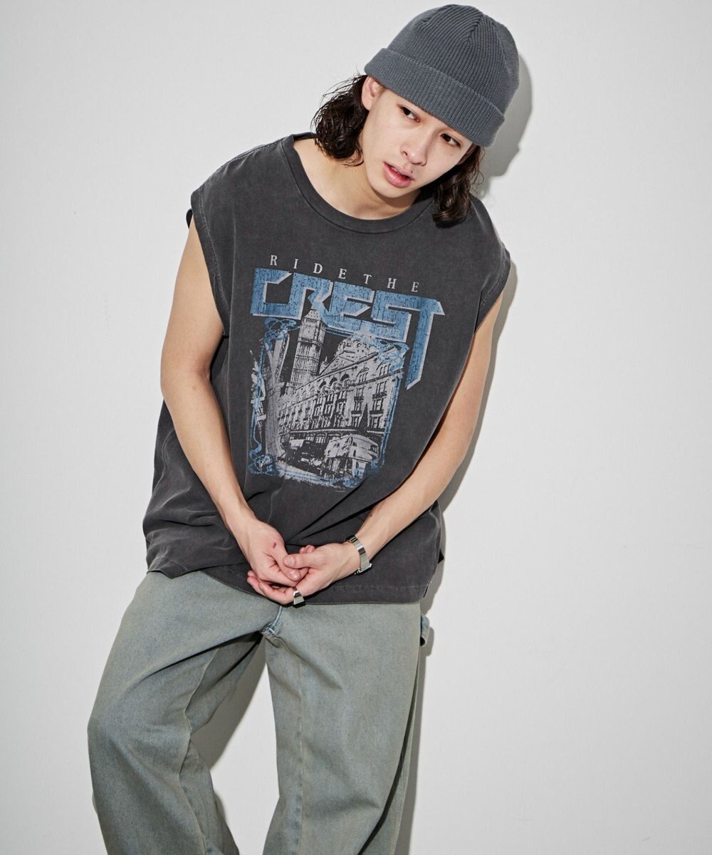 WEGO 【ユニセックス着用アイテム/手洗い可】ピグメントグラフィックノースリーブ 