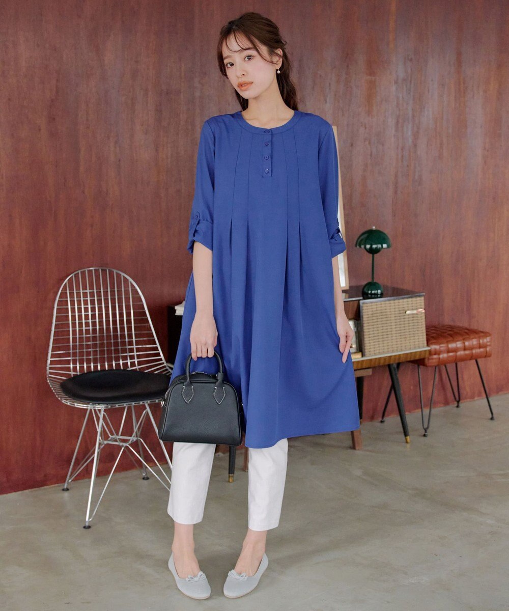 Tiaclasse 【洗える】ランダムタックチュニックワンピ―ス 