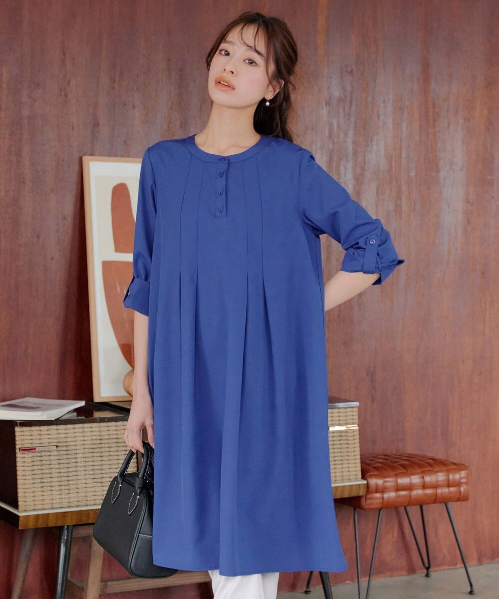 Tiaclasse 【洗える】ランダムタックチュニックワンピ―ス 