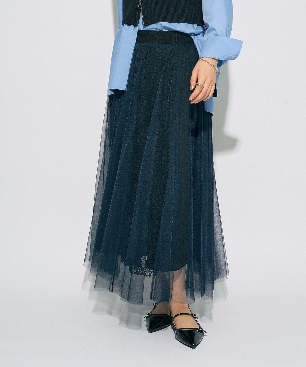 YECCA VECCA 【archive】レースブロッキングチュールスカート 