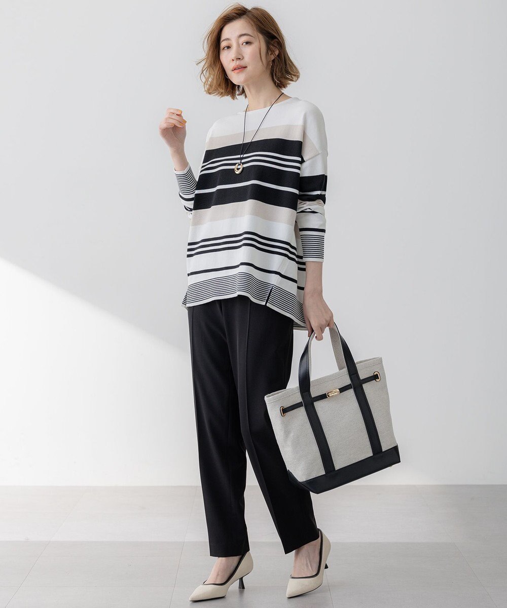 23区 【洗える】コットンポリエステルストレッチ オーバーサイズ ニット 