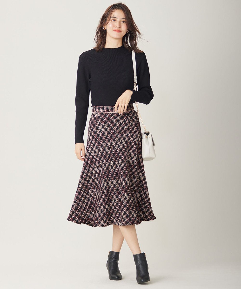 ANY SIS L パフィツイードミディ スカート 
