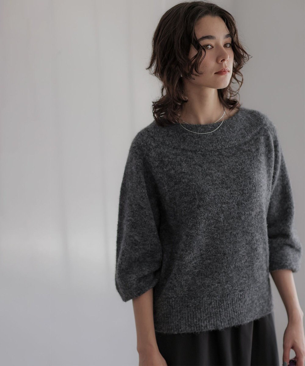 組曲 L へアリーヤーンボートネック ニット 