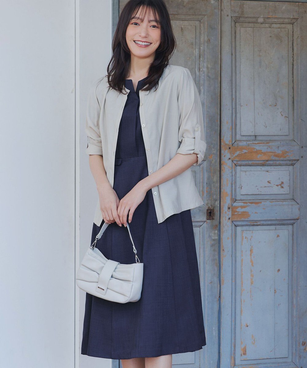 Tiaclasse 【小倉優子さん着用・洗える】フラップ付きミディアム丈フレアワンピース 