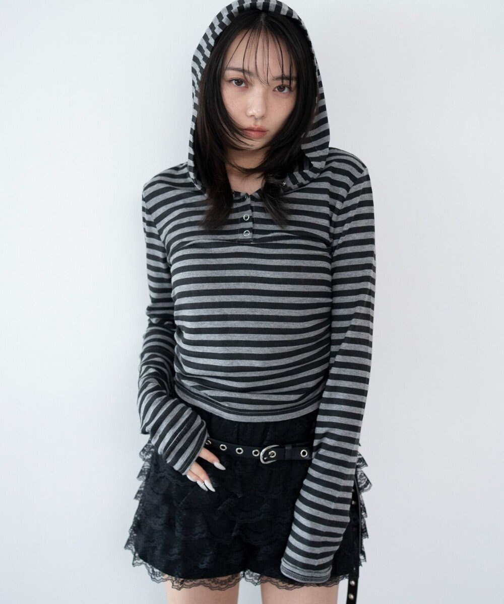 WEGO ヘンリーネックフードロンT 