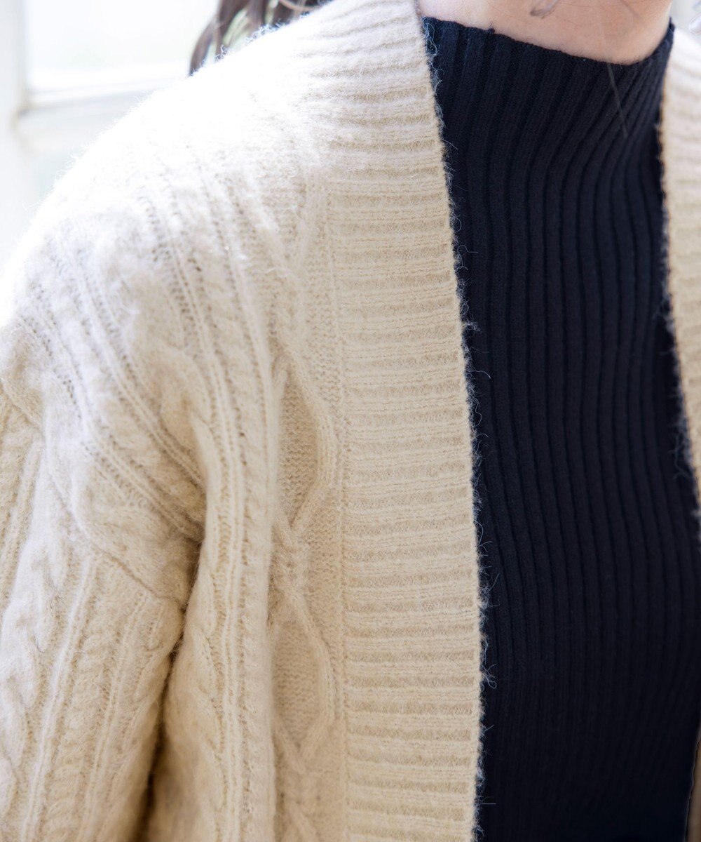 Tiaclasse L 【洗える】大人華やかなアラン柄ニットカーディガン 