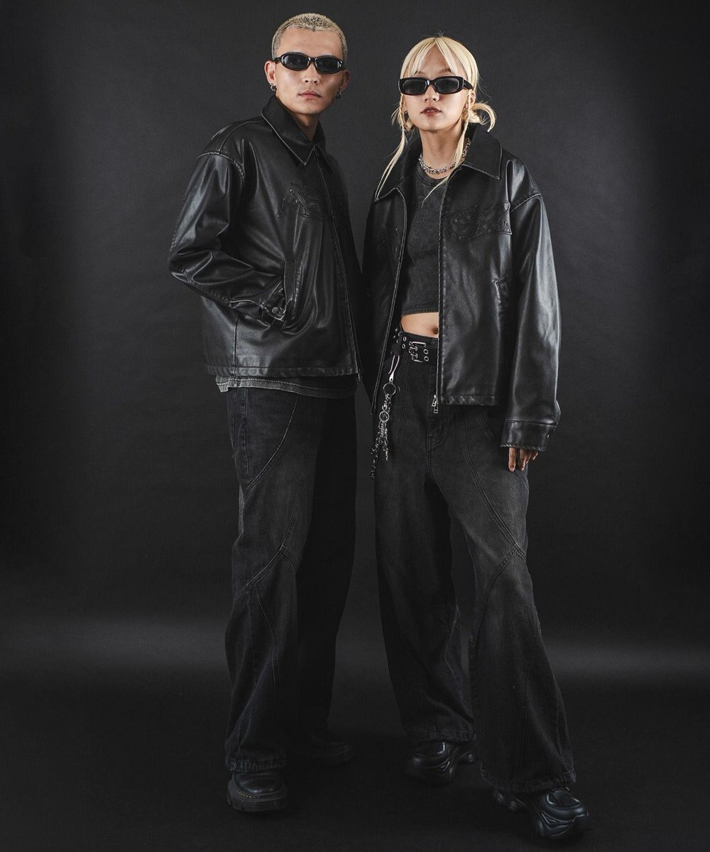 WEGO 【ユニセックス着用ITEM】MA55IVE　PUショートグラフィックブルゾン 