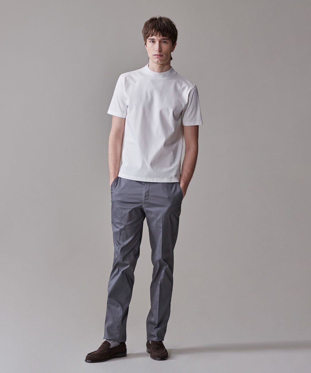 J.PRESS MEN シルクのような光沢感の上品Tシャツ【UVカット / 接触冷感 / 吸水速乾】【J.PRESS PREMIUM JERSEY】ポンチモックネック Tシャツ 