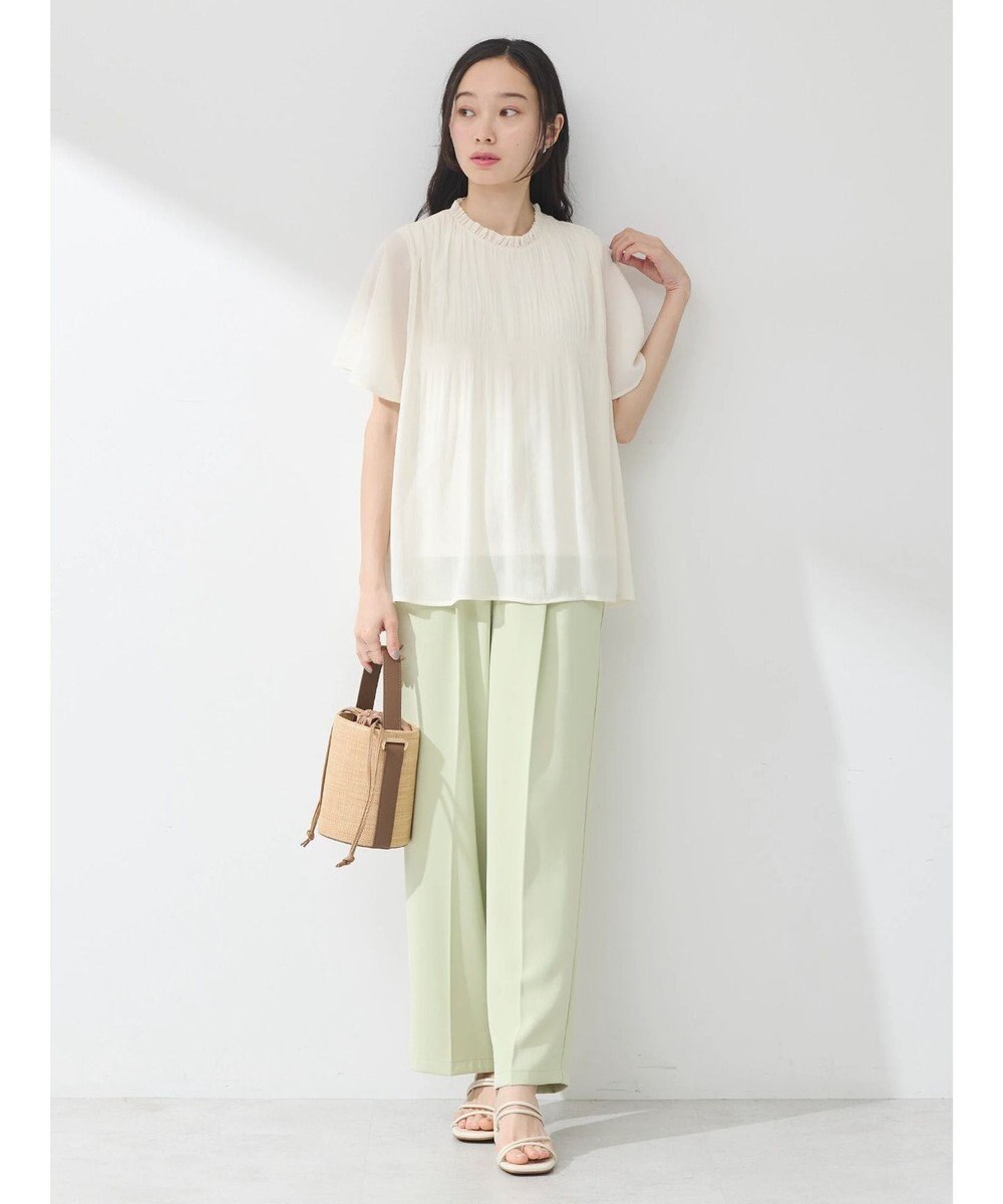 earth music&ecology マジョリカプリーツ半袖ブラウス 