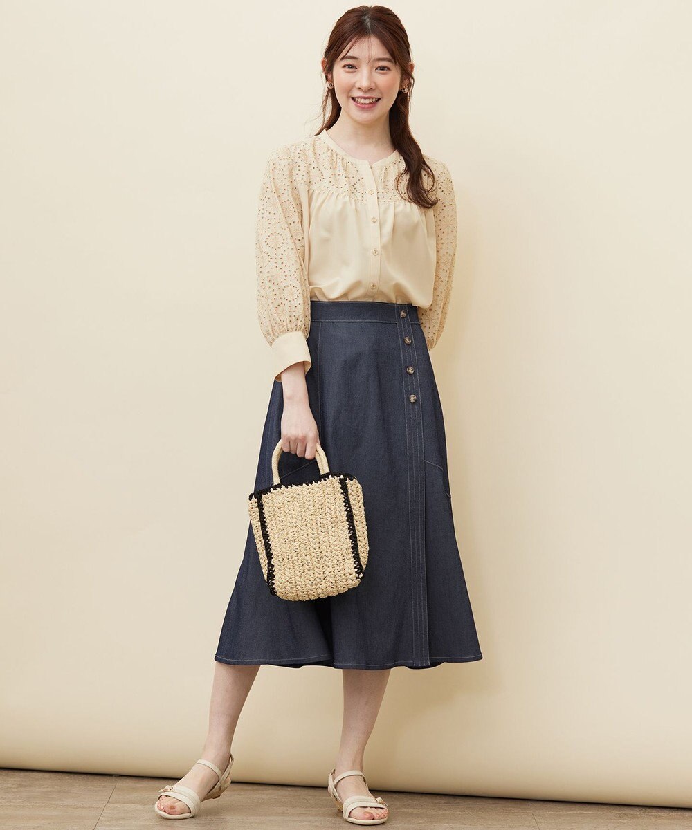 ANY SIS L 【洗える】ライトデニムライクシャンブレー スカート 