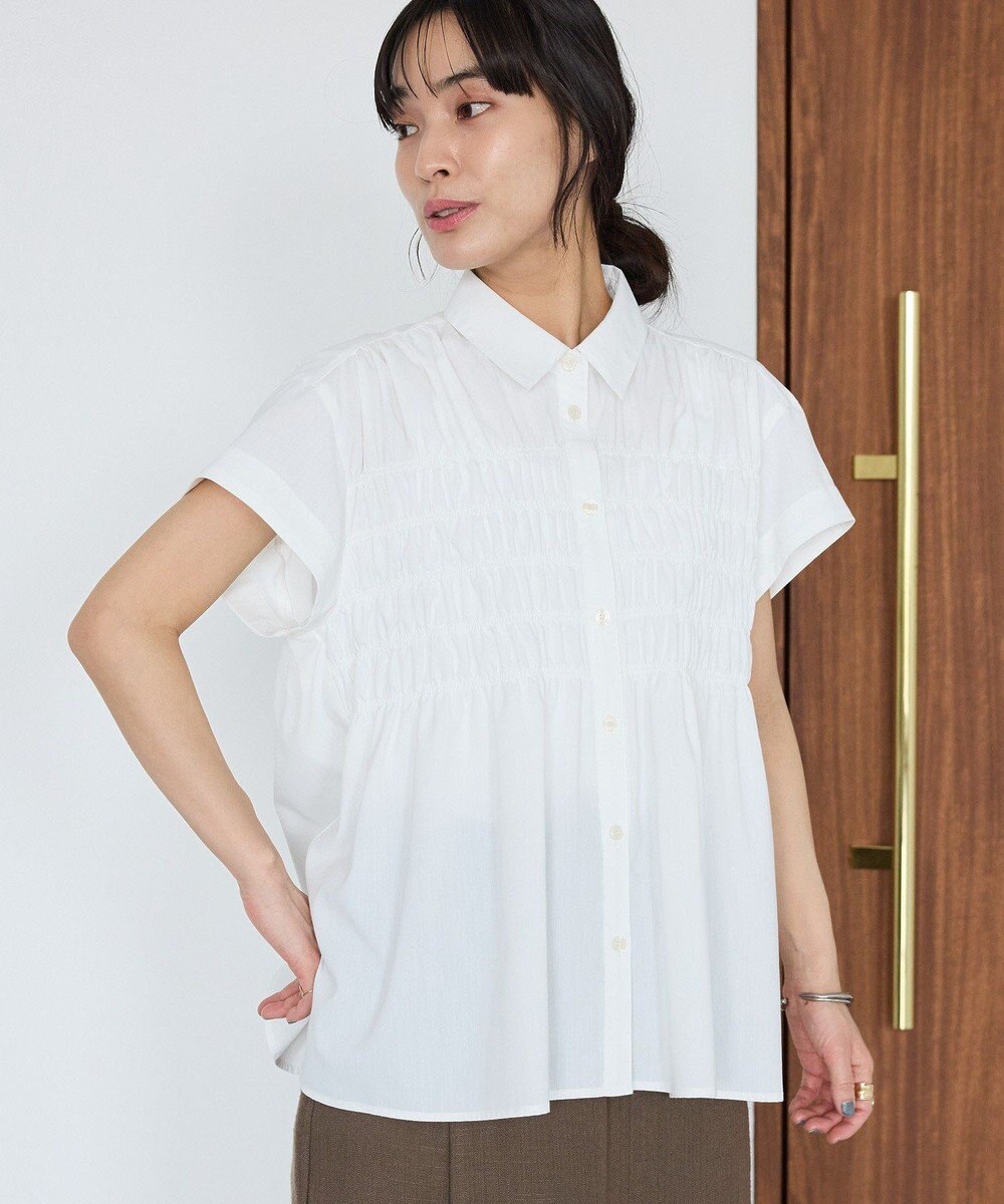 CRAFT STANDARD BOUTIQUE シャーリングショートスリーブブラウス 