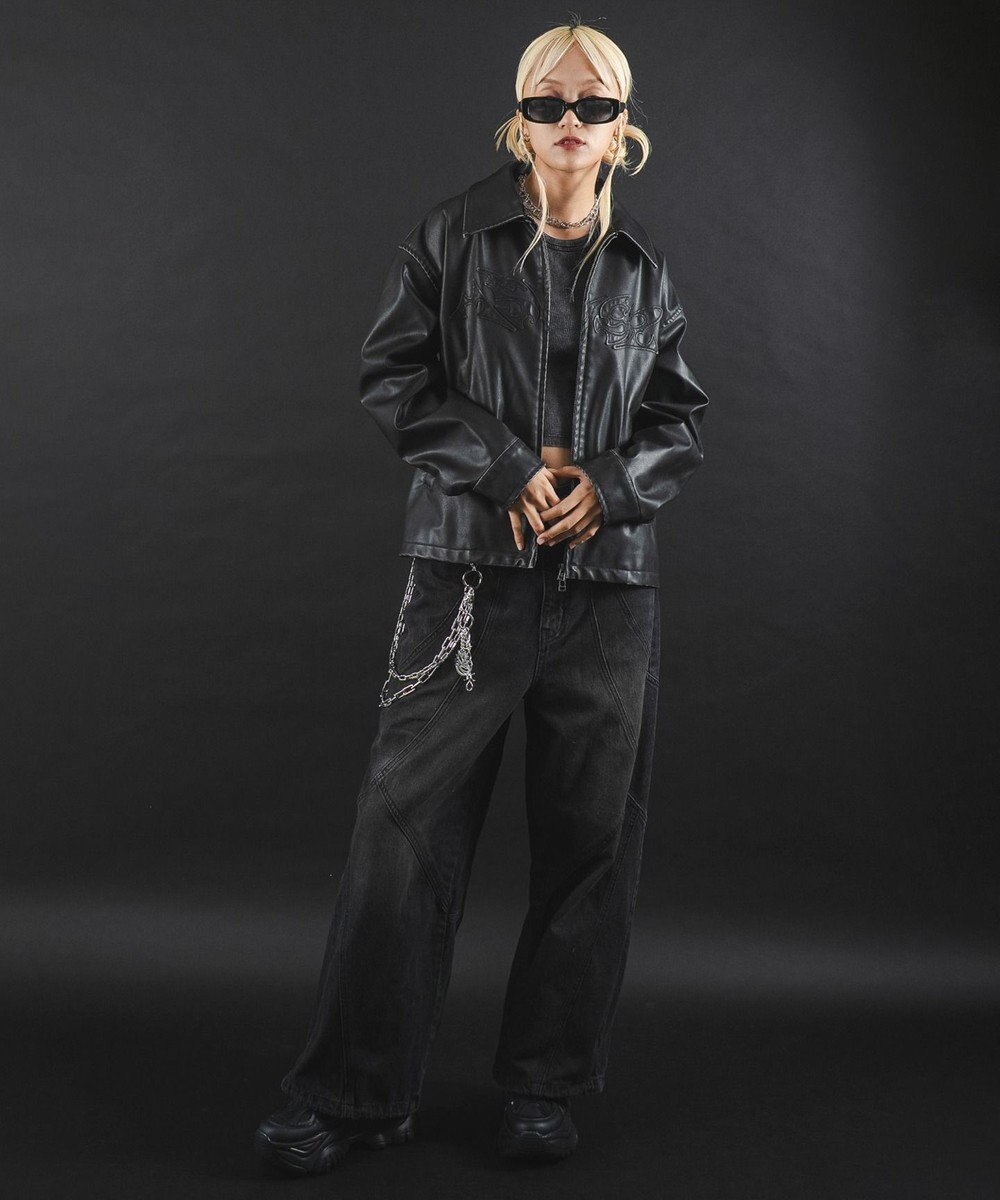 WEGO 【ユニセックス着用ITEM】MA55IVE　PUショートグラフィックブルゾン 