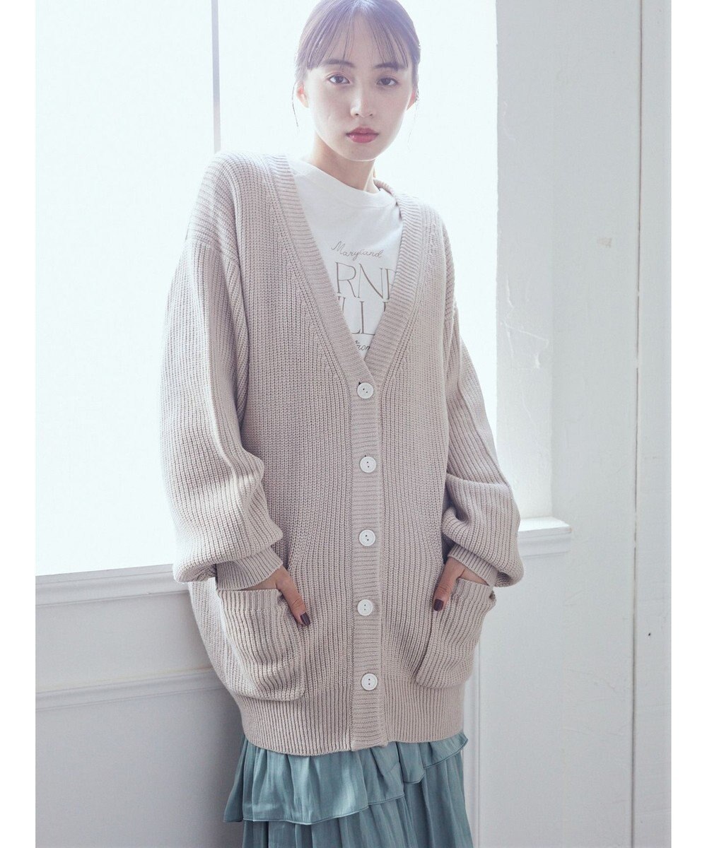 earth music&ecology アンチピリング畦Ｖネックカーディガン 