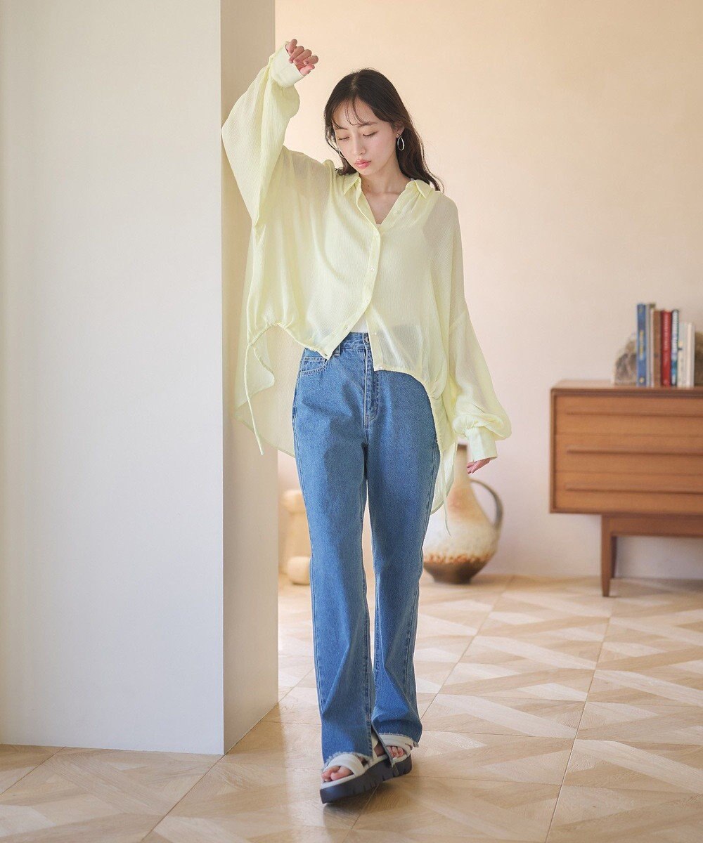 earth music&ecology カットオフフレアデニムパンツ 