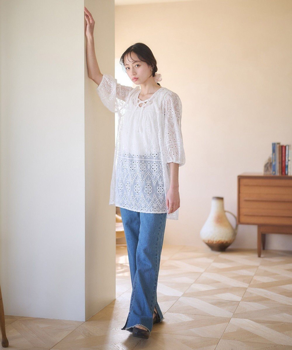 earth music&ecology カットオフフレアデニムパンツ 